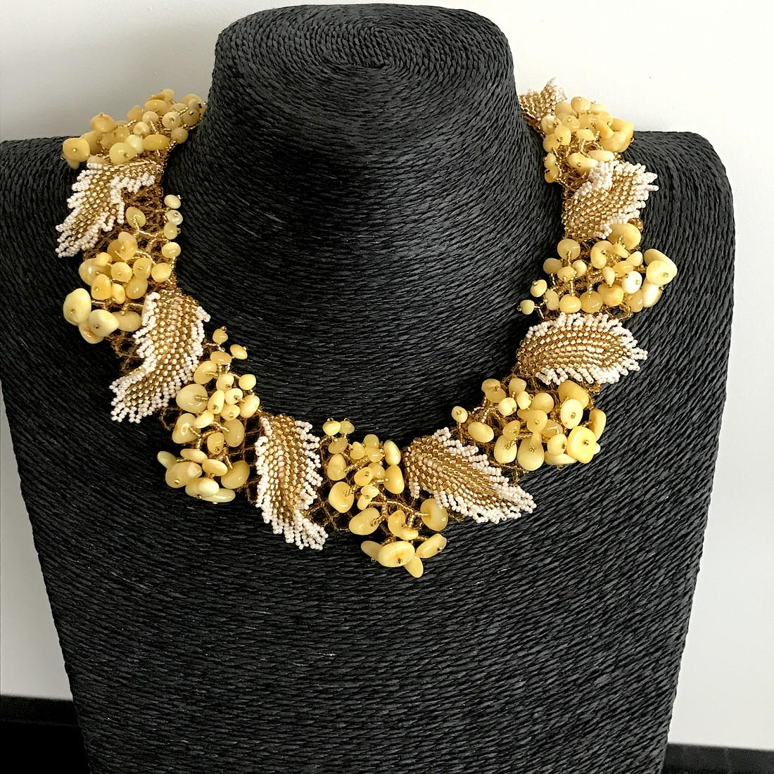Magnificent Amber Floral Necklace made from leaf like (1 of 7)