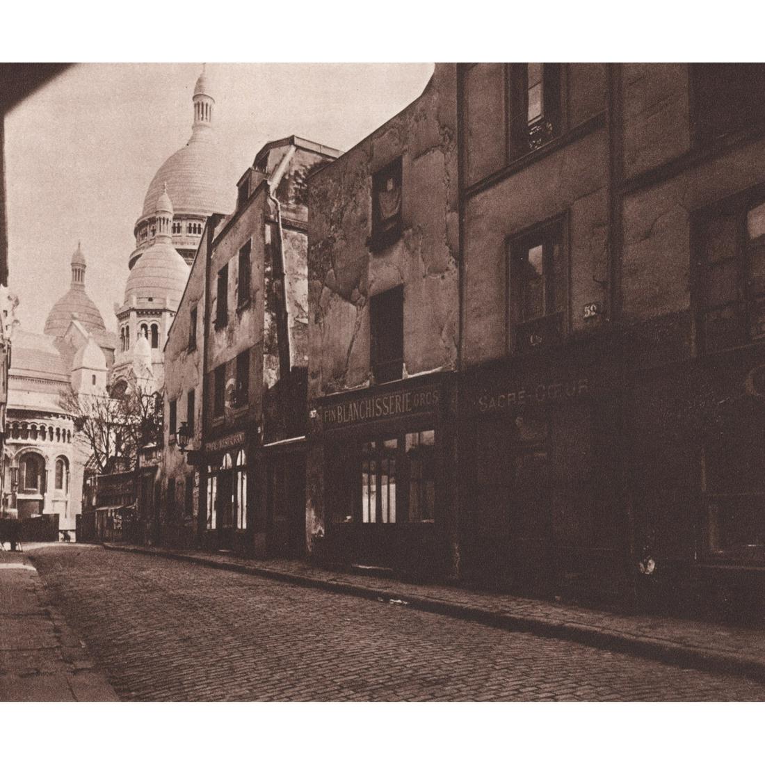 EUGENE ATGET - Rue du Chevalier de la Barre: Artist: EUGENE ATGET Print Title: Rue du Chevalier de la Barre La Basilique de Sacre Coeur Medium: Sheet-Fed Gravure Printing Date: 1960's Printed in Switzerland Image Size approx: 6.25 x 7.5 inches J
