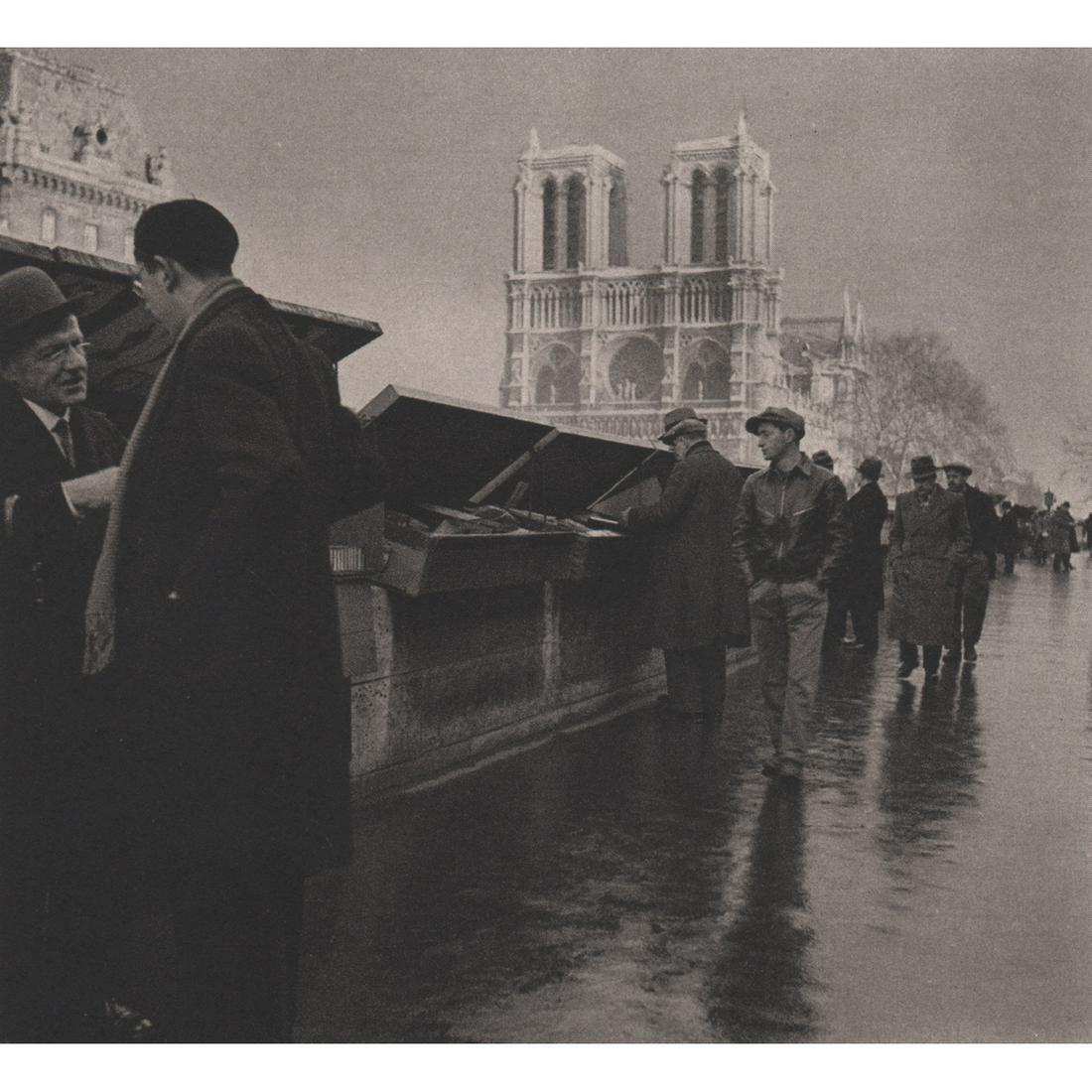 ROGER SCHALL - Le Quai Montebello, Paris: Artist: ROGER SCHALL Print Title: Le Quai Montebello, Paris Medium: Sheet-Fed Gravure Printing Date: 1940's Printed in France Image Size approx: 4 X 4.5 inches Roger Schall (1904-1995) was a French ph