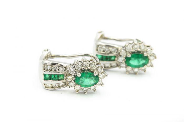 Contemporary White Gold Emerald and Diamond Earrings (1 of 6)