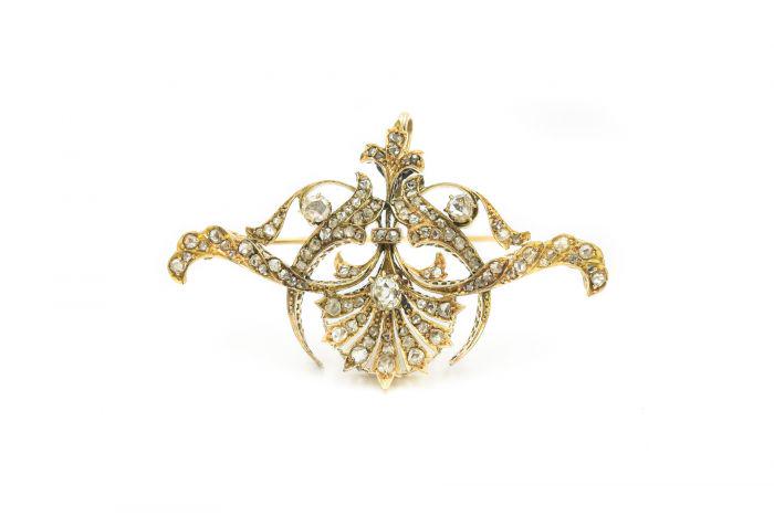Estate Yellow Gold and Diamond Pendant/Brooch (1 of 4)