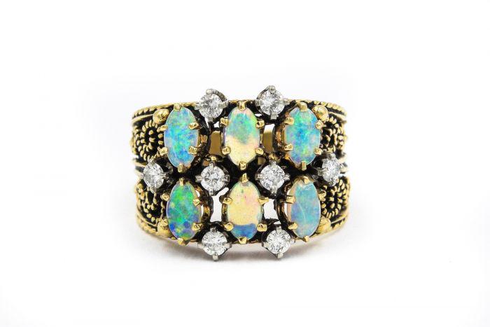Estate Yellow Gold Opal and Diamond Ring (1 of 7)