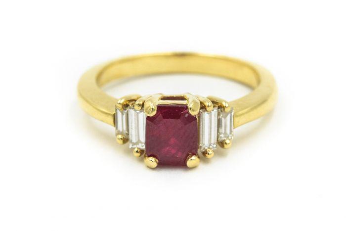 Contemporary Yellow Gold Ruby and Diamond Ring (1 of 8)