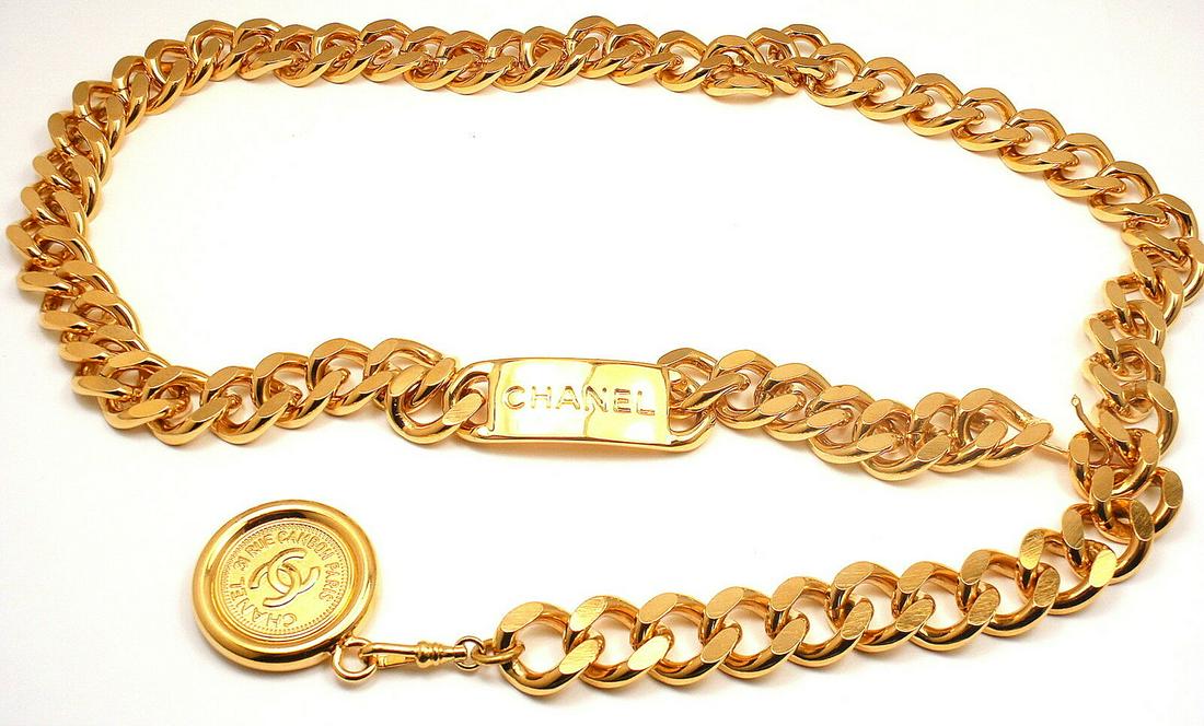 CHANEL VINTAGE FRENCH SIGNATURE "THICK CHAIN" BELT/ (1 of 5)