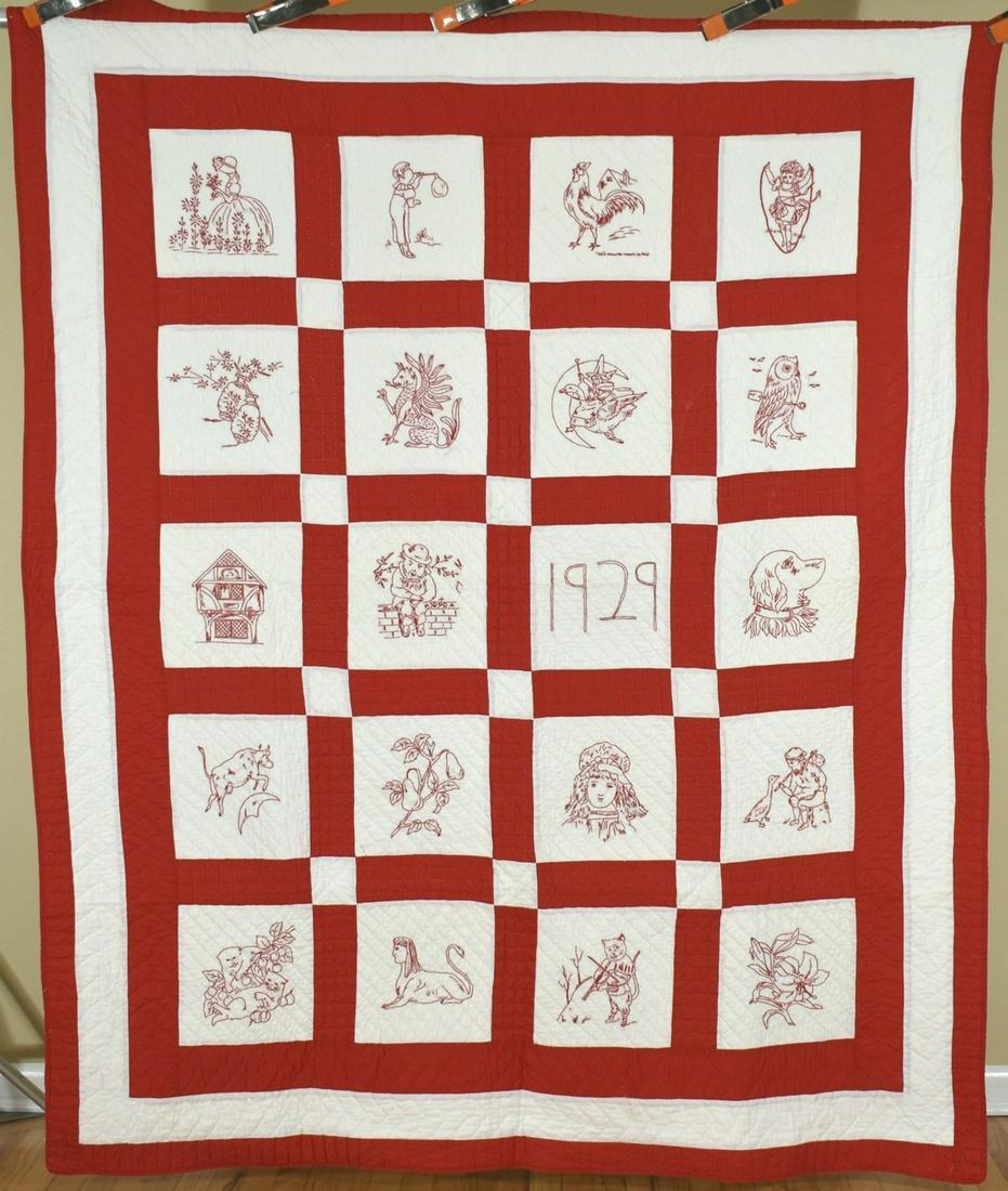 Redwork Quilt Dated 1929 (1 of 15)