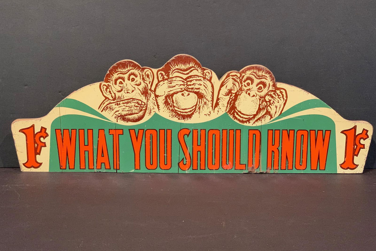 c. 1940 WHAT YOU SHOULD KNOW Penny Arcade Sign (1 of 4)