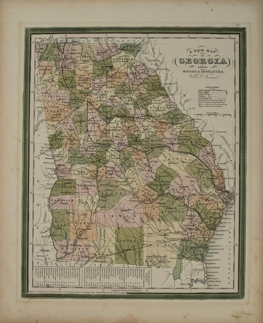 1839 Tanner Map of Georgia -- A New Map of Georgia with (1 of 1)