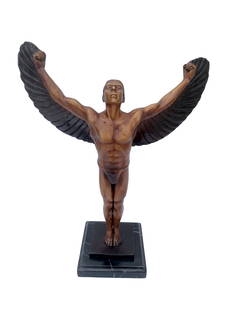 Large Bronze sculpture of Icarus - Greek Mythologie: Title: Large Bronze sculpture of Icarus - Greek MythologieMaker: UnknownOrigin: United kingdomDate/Period: 20th centuryMaterials: Bronze MarbleDimensions: Width: + - 35 cm / 14 inchHeight: 40 cm /