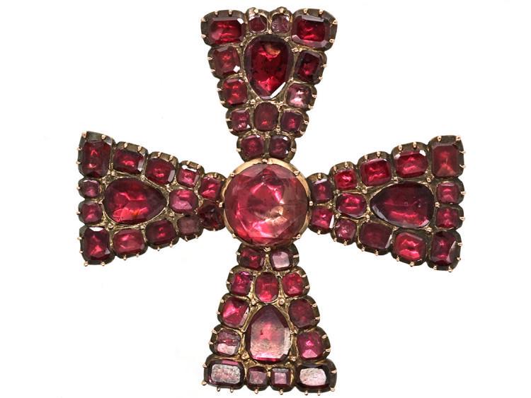 Georgian Flat Cut Almandine Garnet Cruciform Brooch (1 of 6)