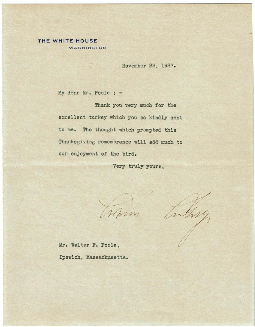 Calvin Coolidge Typed Letter Sign TLD - November 22, (1 of 2)