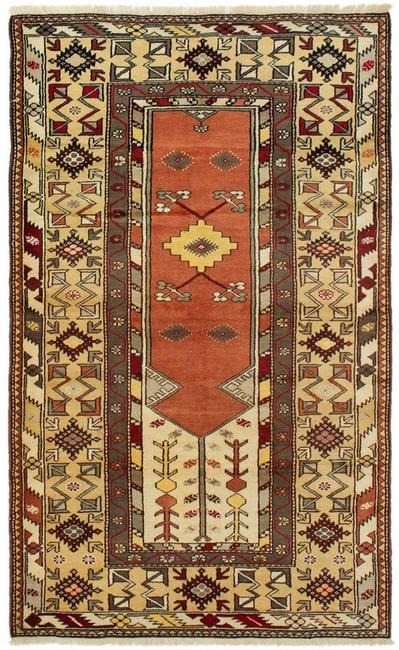 Hand-knotted Ushak Cream Wool Rug 4'4" x 6'3" (1 of 3)