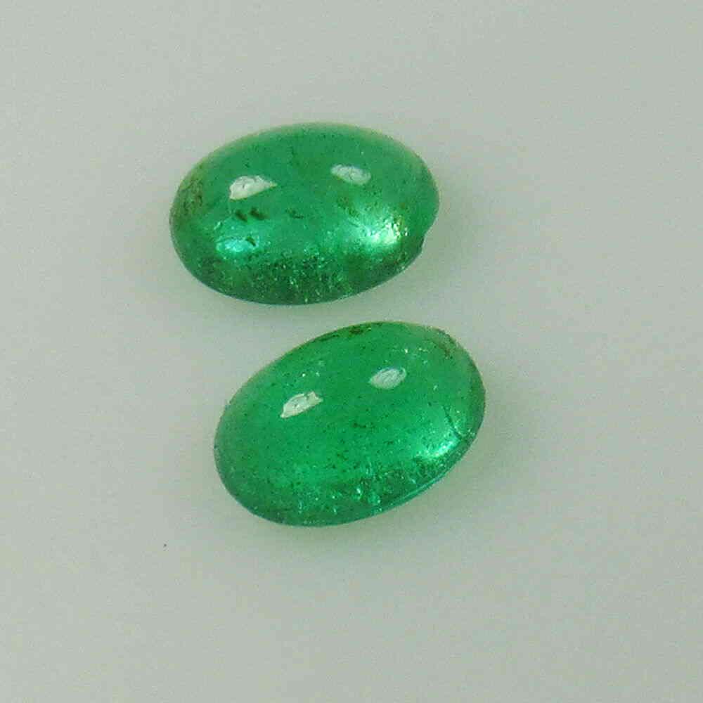 1.20 Ct Natural Zambian Emerald Oval Pair (1 of 2)