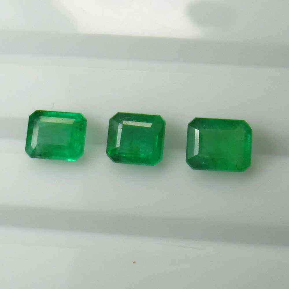 4.33 Ct Natural 3 Zambian Emerald Octagon Set (1 of 3)