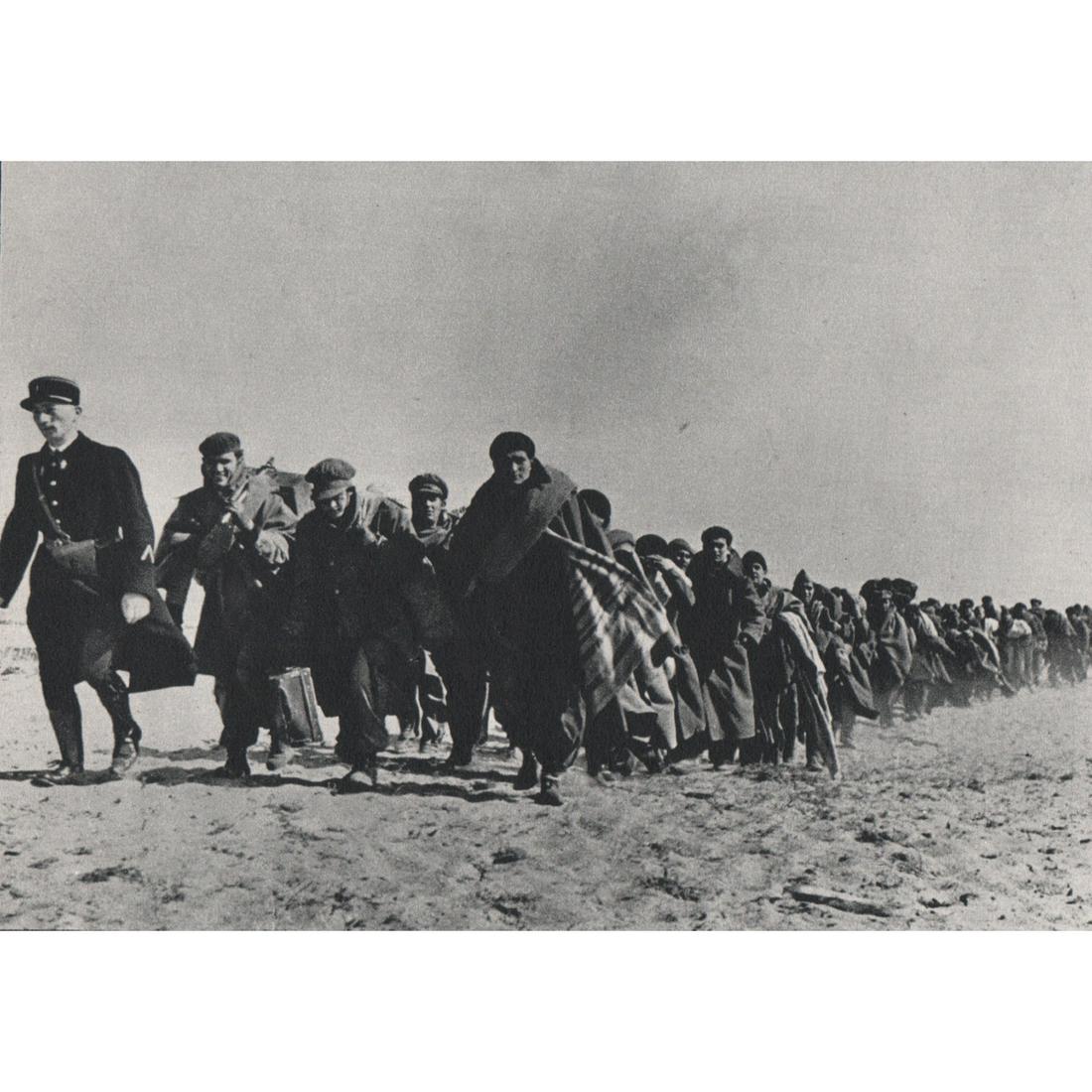 ROBERT CAPA - Defeated Loyalist Army of Spain: Artist: ROBERT CAPA Print Title: Defeated Loyalist Army of Spain lead into France, 1939 Medium: Sheet-fed Gravure Printing Date: 1960's Printed in Holland Image Size approx: 5 x 7 inches Robert Capa (