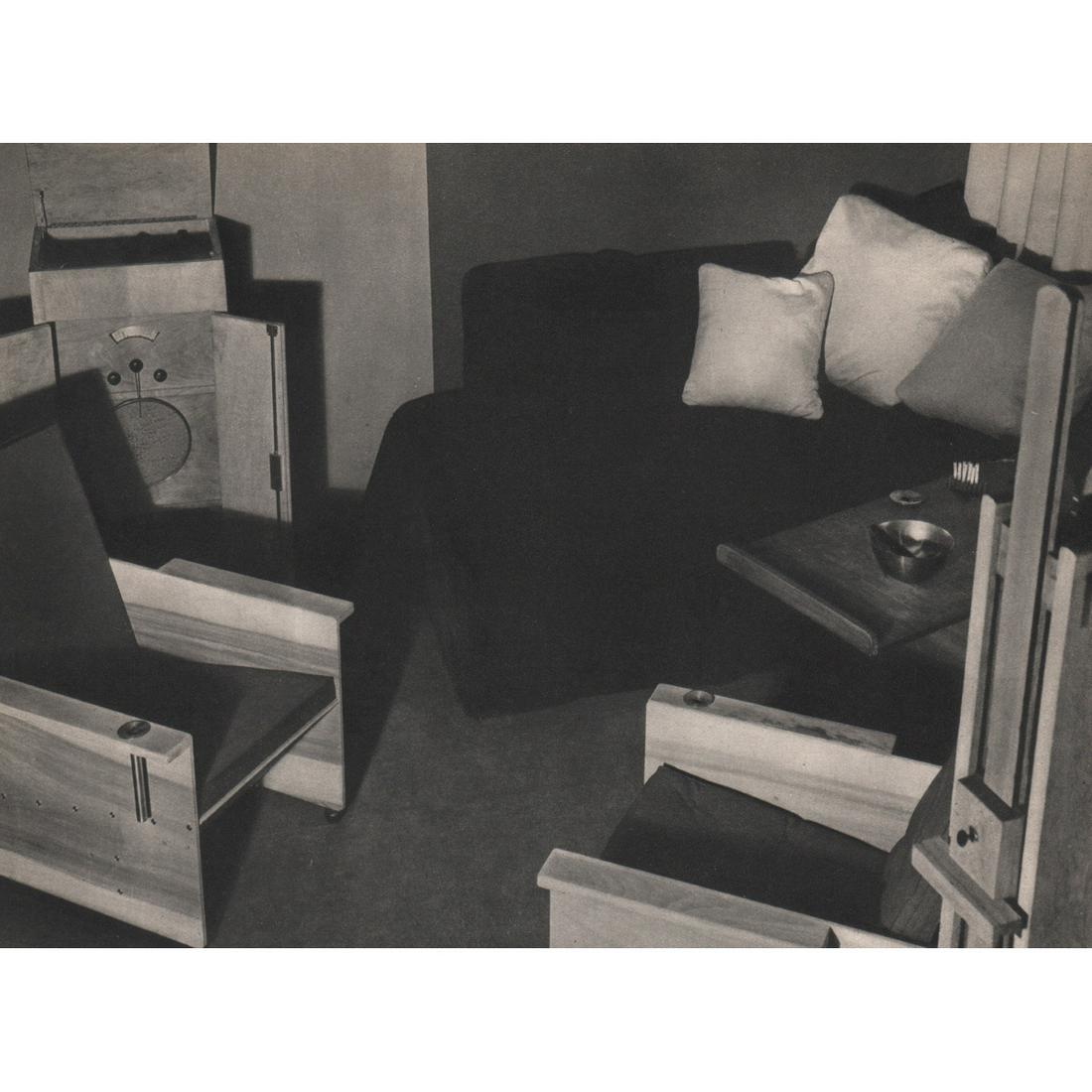 MAN RAY - Modern Interior: Artist: MAN RAY Print Title: Modern Interior Medium: Sheet-fed Gravure Printing Date: 1930's Printed in France Image size approx. 6.5 x 9 inches Man Ray, original name Emmanuel Radnitzky, was born on 