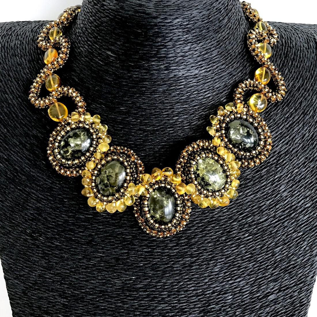 Outstanding Amber Floral Necklace made from leaf like (1 of 9)