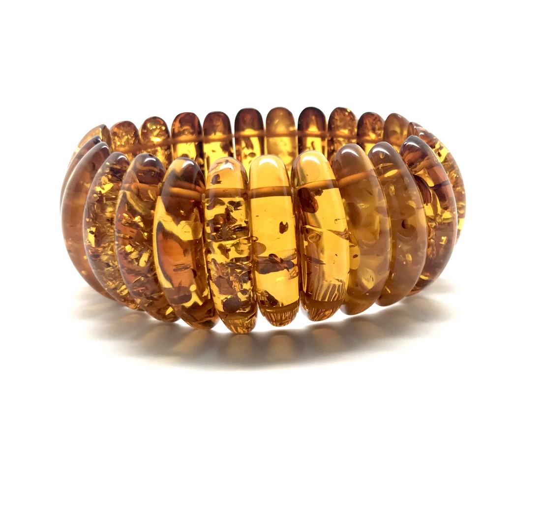 Remarkable Vintage Amber Bracelet made from Cabochon (1 of 7)