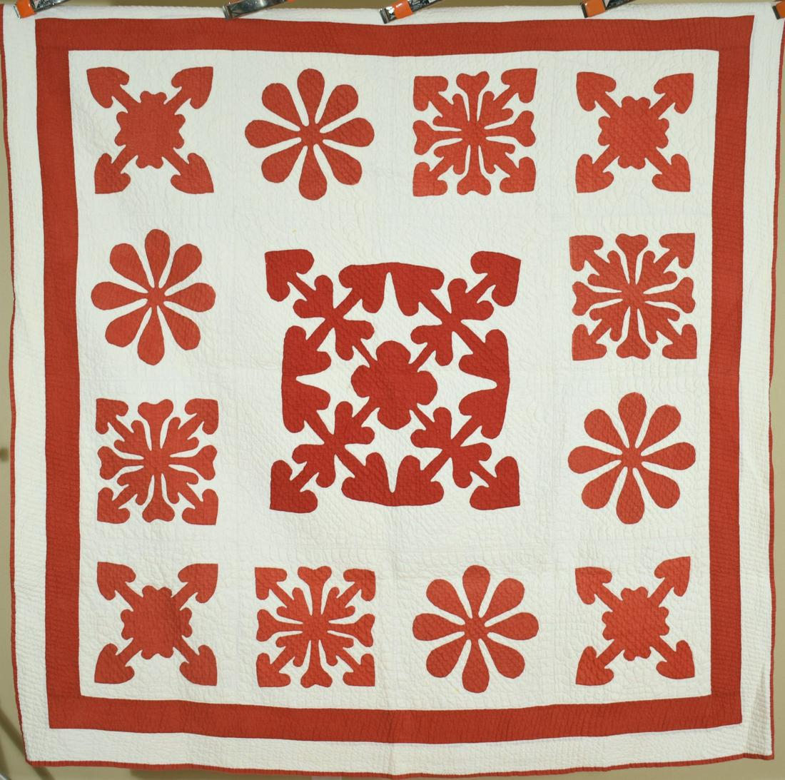 1860's Red & White Hearts Applique Quilt (1 of 10)