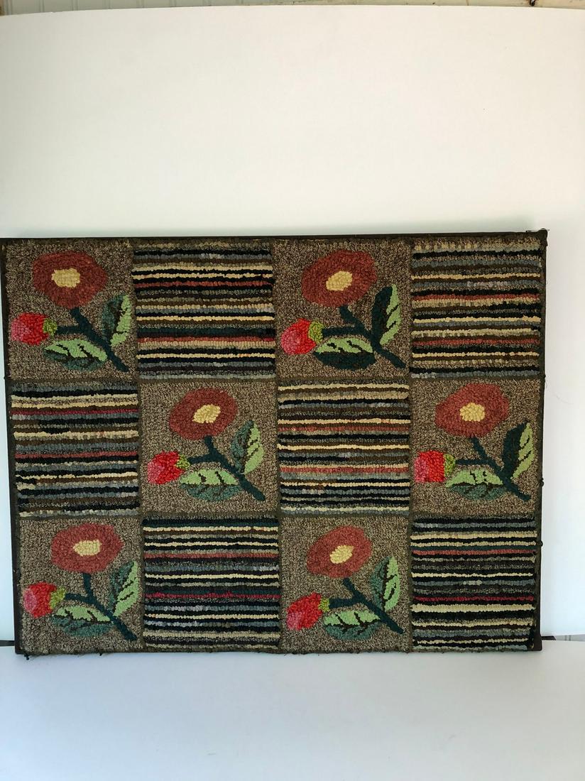 Floral and Geometric Hooked Rug (1 of 2)