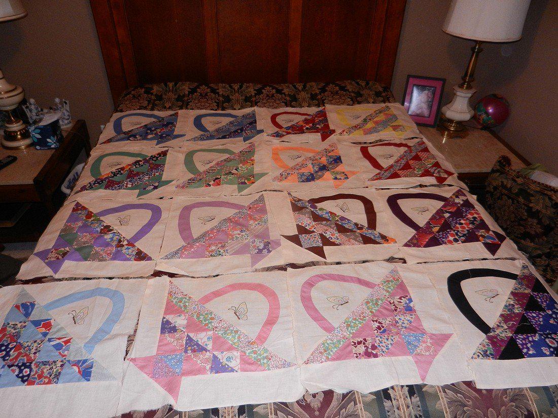 Butterfly and Basket Pattern Quilt Pieces (1 of 5)