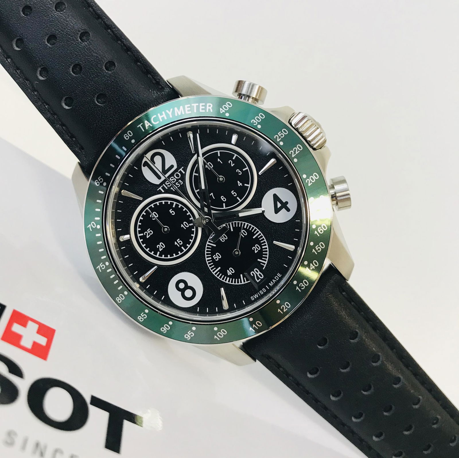 TISSOT T-Sport V8 Men's Chronograph Watch: Title: TISSOT T-Sport V8 Men's Chronograph Watch Brand: TISSOT Size/Dimensions: 43 mm Bracelet Length: Standard 184mm-197mm Movement Type: Swiss Made Quartz ETA Caliber G10.212 Box/Papers: In Orignal