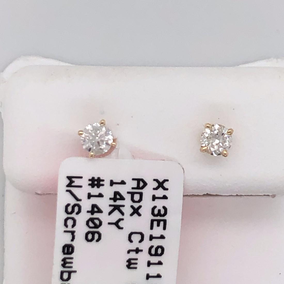 One pair 14k Yellow Gold 0.33ct Diamond Stud Earrings (1 of 1)