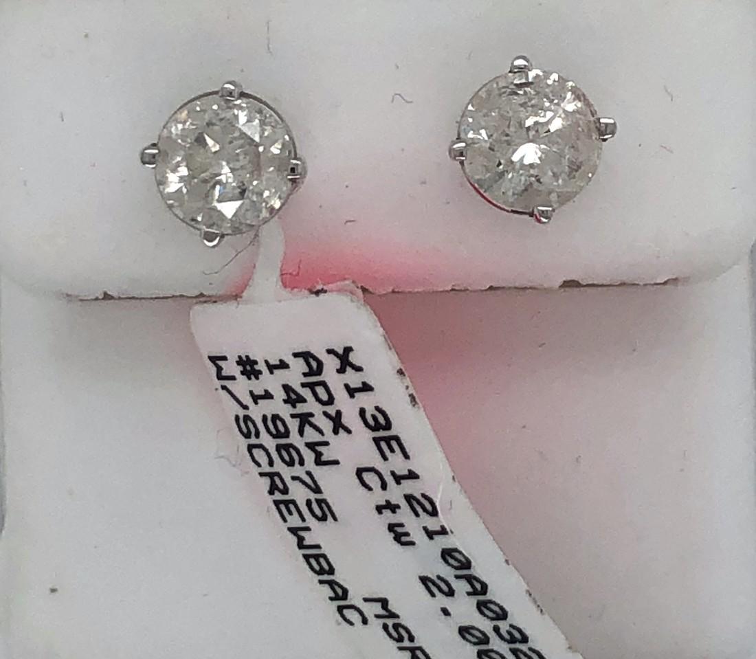 One pair 14k White Gold 2.00ct Diamond Stud Earrings (1 of 1)