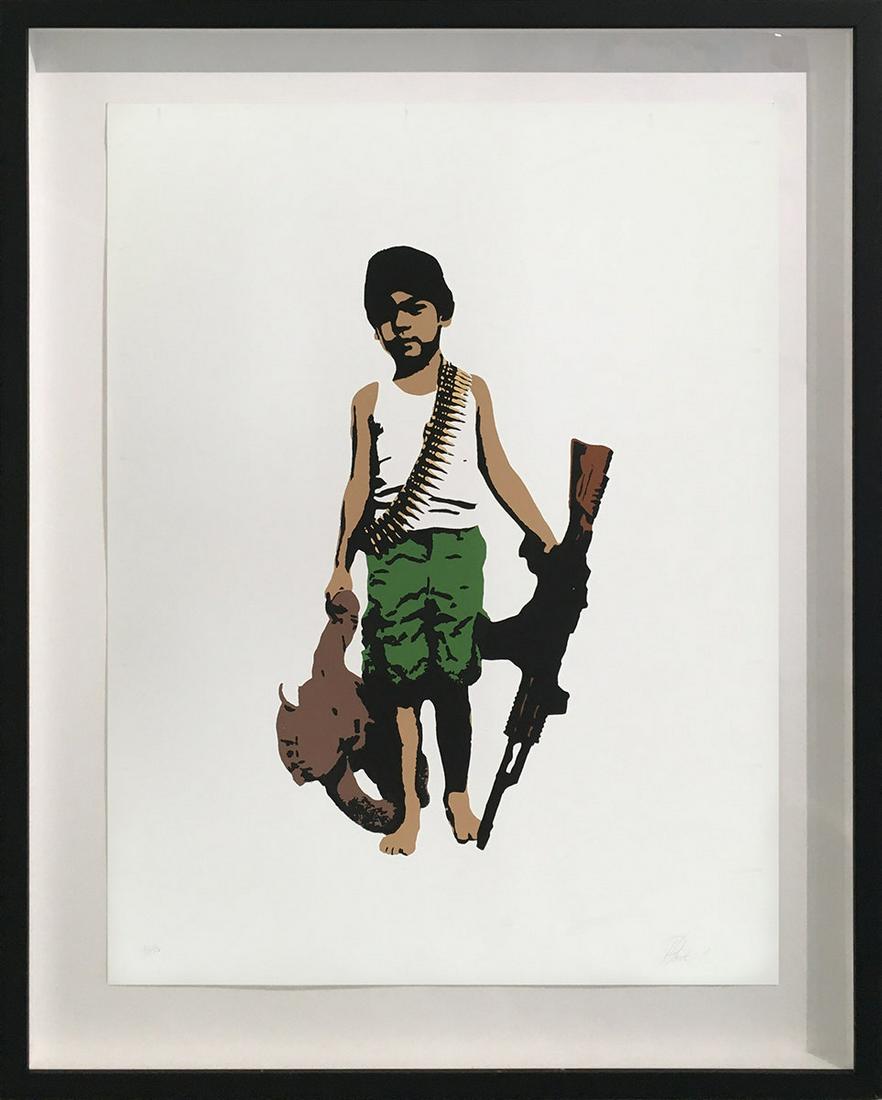 Plastic Jesus - War Child: Artist: Plastic Jesus Title: War Child Medium: Limited Edition (50) Screenprint Dimendion: 24 x 20 in Reserve: $800.00 Shipping: Domestic: Flat-rate of $90.00 to anywhere within the contiguous U.S. In