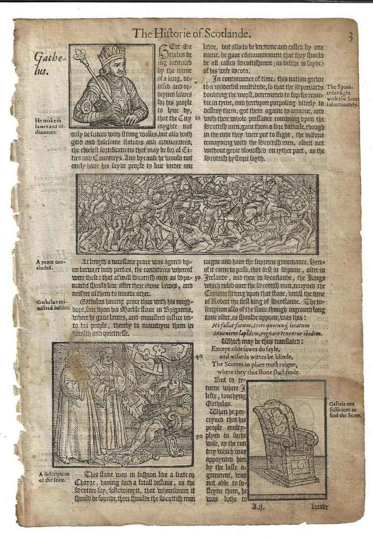 1577 Holinshed Leaf Woodcuts Battle Portraits (1 of 2)
