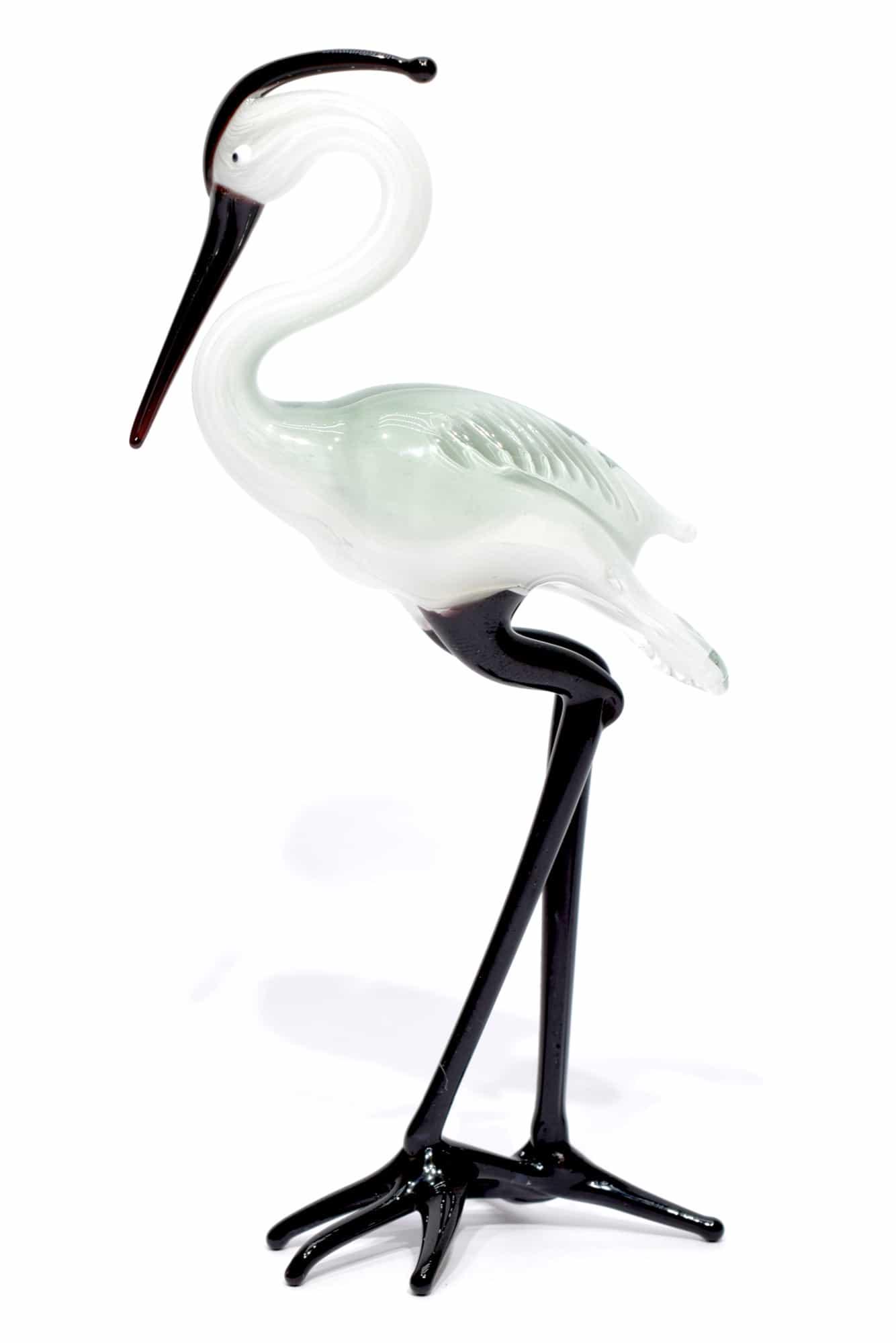 Murano glass sculpture Heron: Additional Information: Murano glass pink Heron , made by glass master Dario Frare in Murano. Date/Period: 2020 Maker: Frare Dario Origin: Murano Material: Glass Size: H. 10 cm, L. 9,5 cm, P. 70 grams