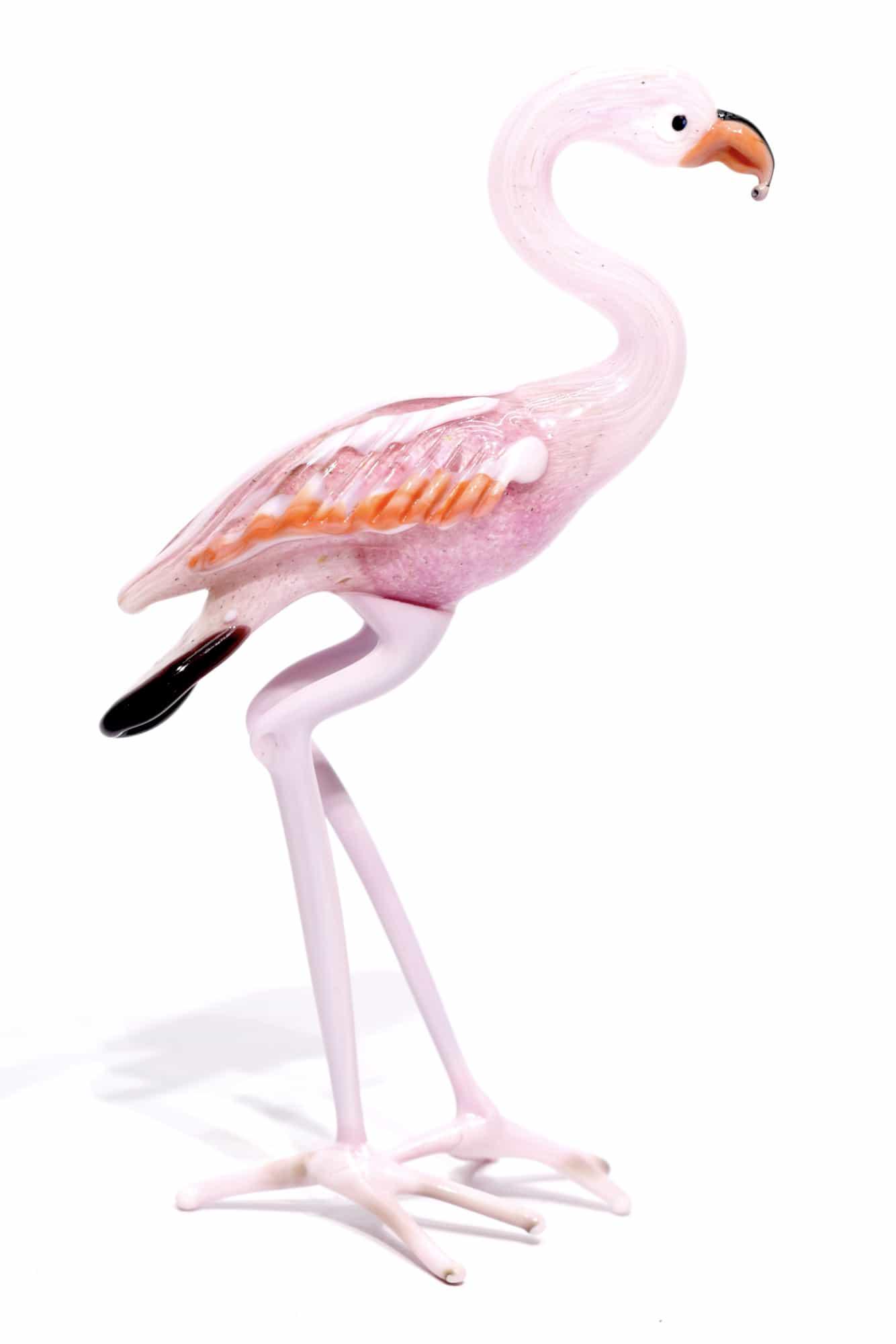 Murano glass sculpture flamingo: Additional Information: Top murano glass Candle Holder for collections, made by glass master Formentello during ’70. Date/Period: 1970 Maker: Mario Formentello Origin: Murano Material: Glass Size: H