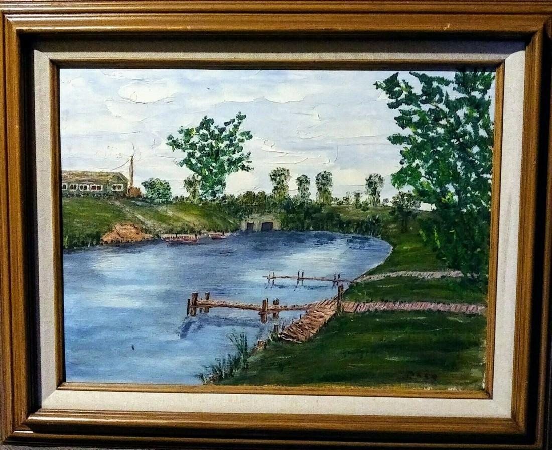 Bob Ross Inspired Oil Painting on Canvas: Title: Bob Ross Inspired Oil Painting on CanvasDescription: Date/Period: Materials: Oil paint/canvasDimensions: 16"H x 20"W Reserve: $60.00 Shipping: Domestic: Shipping rates are determined by destina