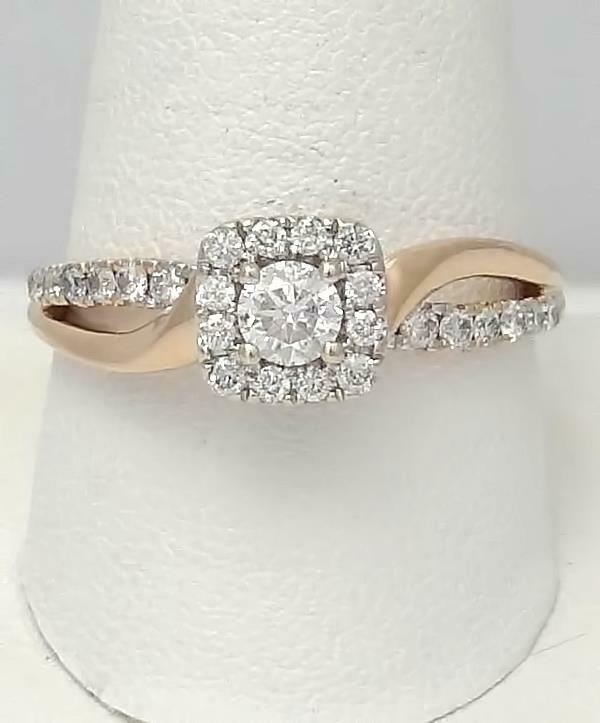 14k ROSE GOLD 3/4ct ROUND DIAMOND HALO FILIGREE SPLIT (1 of 12)