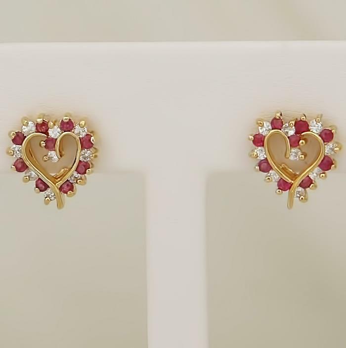 LADIES 925 STERLING SILVER GP ROUND RUBY SAPPHIRE HEART (1 of 7)
