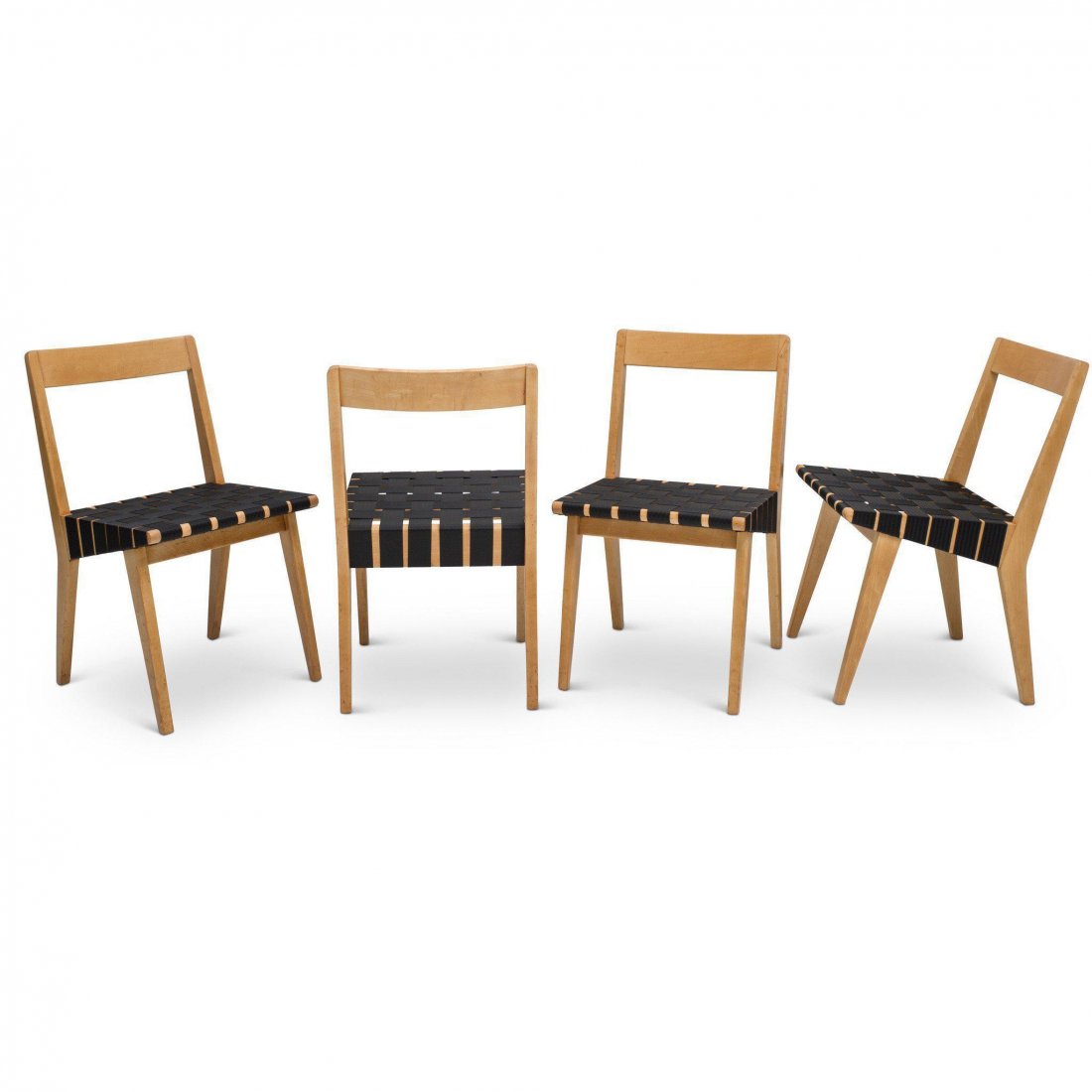 1941 Jens Risom Model 666 Chairs for Knoll: Lot is priced per pair. A rare full set of Jens Risom's model 666 chairs for Knoll, his earliest version of the 600 series chairs from 1941. These chairs were recently meticulously restored to their o