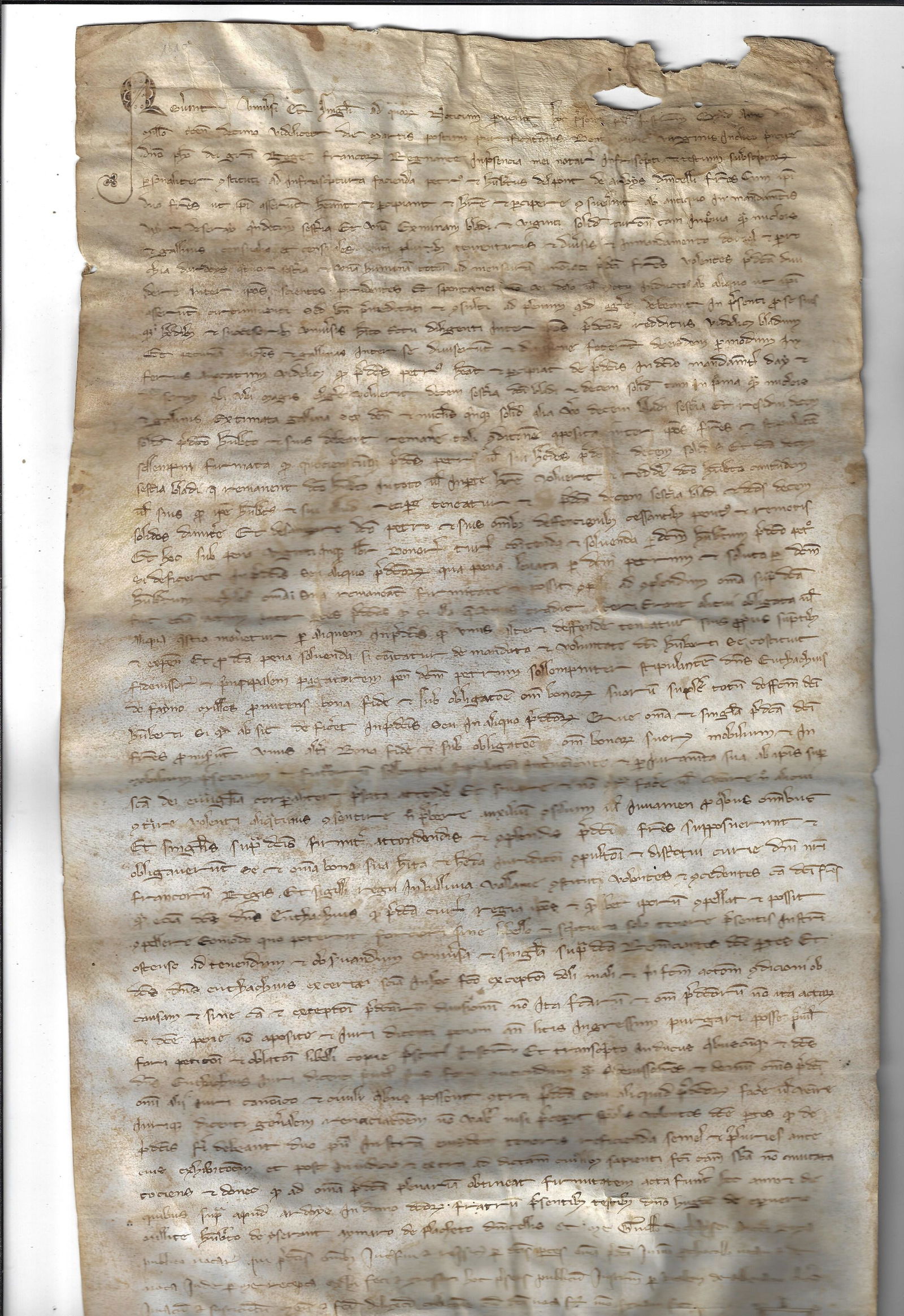 15th C Large French Vellum Manuscript Will (1 of 3)