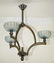 FRENCH ART DECO CUBIST CHANDELIER GLASS GLOBE - 5