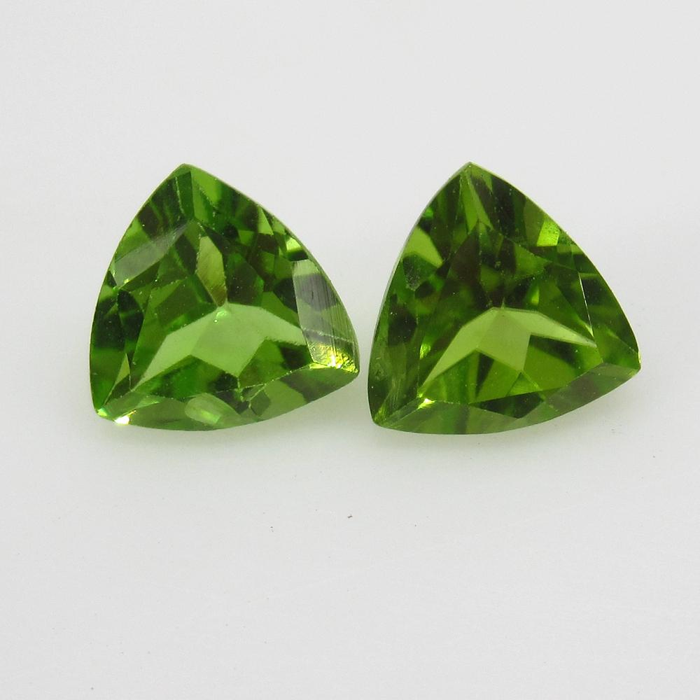 2.74 Ct Natural Pakistan Peridot Trillion Pair (1 of 2)