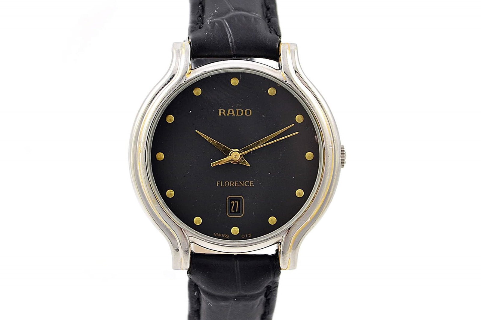 Vintage Rado Florence Stainless Steel Midsize Quartz: Title: Vintage Rado Florence Stainless Steel Midsize Quartz Watch Brand: Rado Date: 1990s Model: Florence Movement: Quartz Functions: Time and date Case Metal: Stainless steel Case Size: 30mm x 34mm D