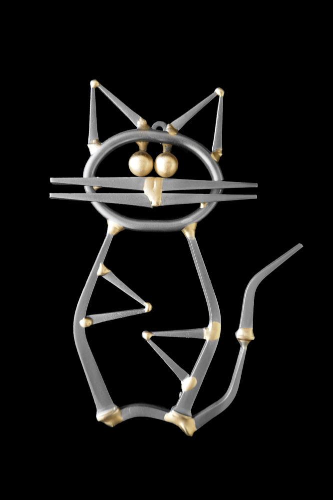 Cat: Title: Cat Dimensions: 7" x 4". Multiple items available for wholesalers. Additional Information: This is a confirmed Ron Schmidt Original item. All pieces are created from common cut cold rolled stee