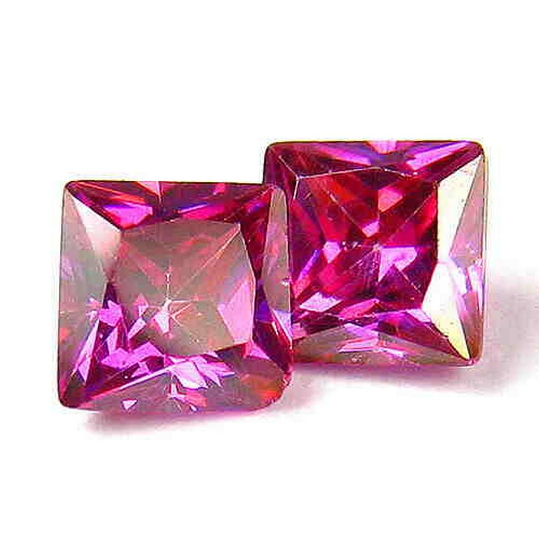 1.26ct romantic pink mystic topaz pair: No Reserve! Title: 1.26ct romantic pink mystic topaz pair Color/Clarity: pink/VVS Type: natural/coated Carat Weight: 1.26 Dimensions: 4.02 x 3.96 x 2.68 MM Additional Information: Please ,note that th
