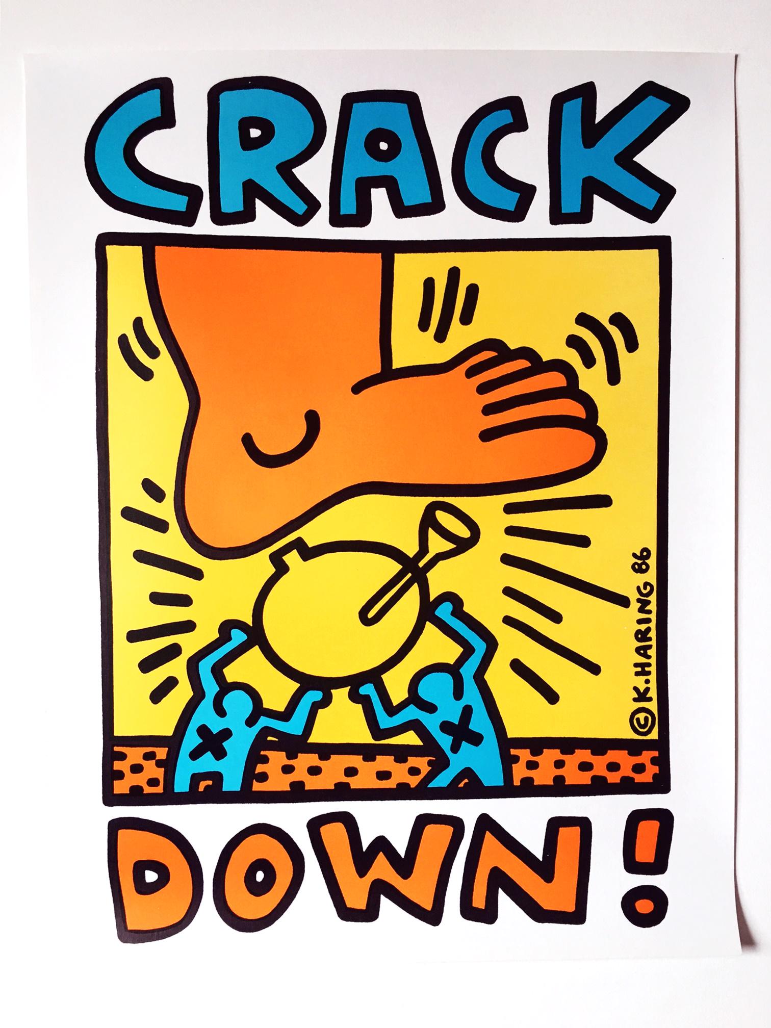 Keith Haring - Crack Down 1986: Artist: Keith Haring Title: Crack Down 1986 Medium: Color screenprint Dimension: 22" x 17" Description: Benefit poster for concert in msg nyc 1986 by keith haring Reserve: $50.00 Shipping: Domestic: F