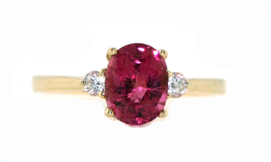3 Ct Diamond & Tourmaline 14K 2.5 Gram Ring (1 of 1)