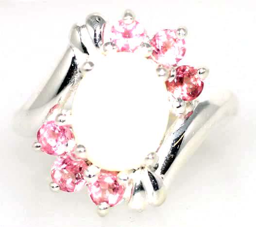 2 Ct Opal & Natural Pink Sapp Sterling Silver Ring (1 of 1)