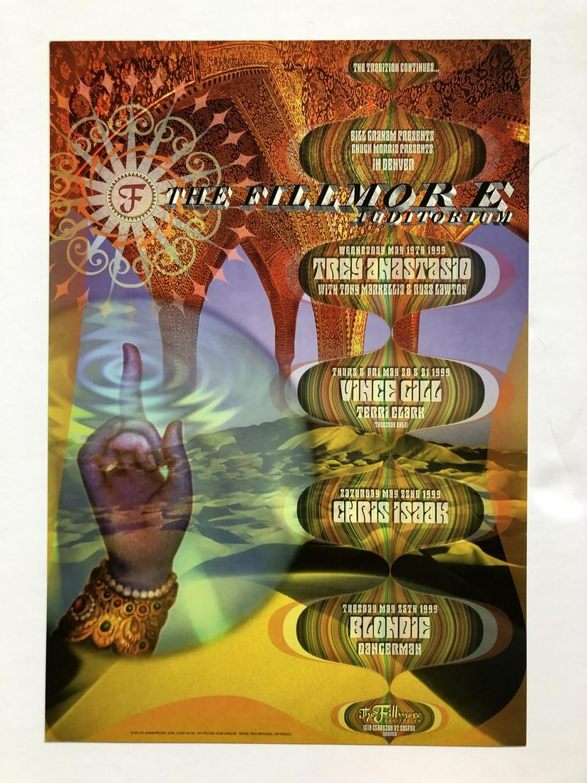THE TRADITION CONTINUES - FILLMORE DENVER: BY REX RAY ! THE TRADITION CONTINUES - FILLMORE DENVER. Poster for May 1999 including Vince Gill, Chris Isaak, BLONDIE Trey Anastasio. Reserve: $10.00 Shipping: Domestic: Flat-rate of $12.69 to anywhe
