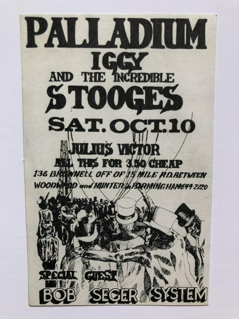 IGGY and the STOOGES AT THE PALLADIUM: IGGY and the STOOGES AT THE PALLADIUM postcard Reserve: $20.00 Shipping: Domestic: Flat-rate of $12.69 to anywhere within the contiguous U.S. International: Foreign shipping rates are determined by de