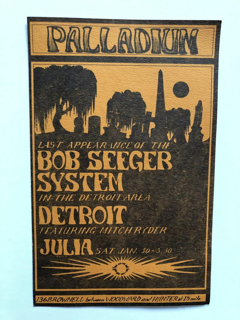 BOB SEGER AT THE PALLADIUM: BOB SEGER AT THE PALLADIUM postcard Reserve: $20.00 Shipping: Domestic: Flat-rate of $12.69 to anywhere within the contiguous U.S. International: Foreign shipping rates are determined by destination.