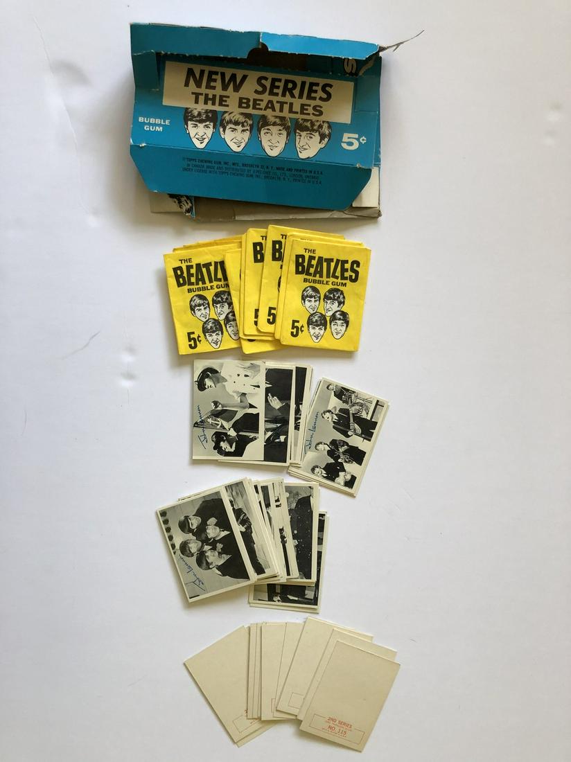 BEATLES CARDS THE SECOND SERIES: BEATLES CARDSTHE SECOND SERIESCards #61-115Some Dupes Some missing cardsWith Box in poor condition and original wrappers.53 VG cards in all Reserve: $10.00 Shipping: Domestic: Flat-rate of $12.69 to a