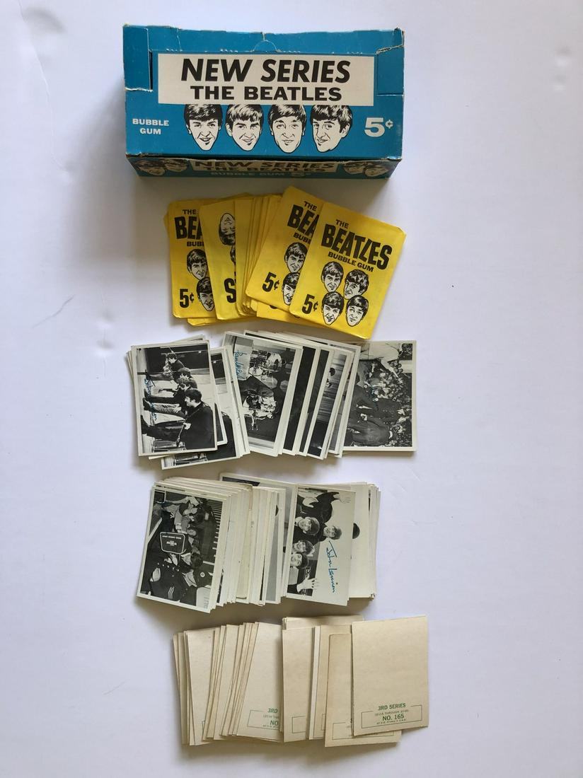 BEATLES CARDS: COMPLETE SET THE THIRD SERIES: BEATLES CARDS: COMPLETE SETTHE THIRD SERIESCOMPLETE SET with cards in sequence from #116-165Some Dupes NO missing cardsWith Box in VG condition and original wrappers.142 VG cards in all Reserve: $15.0