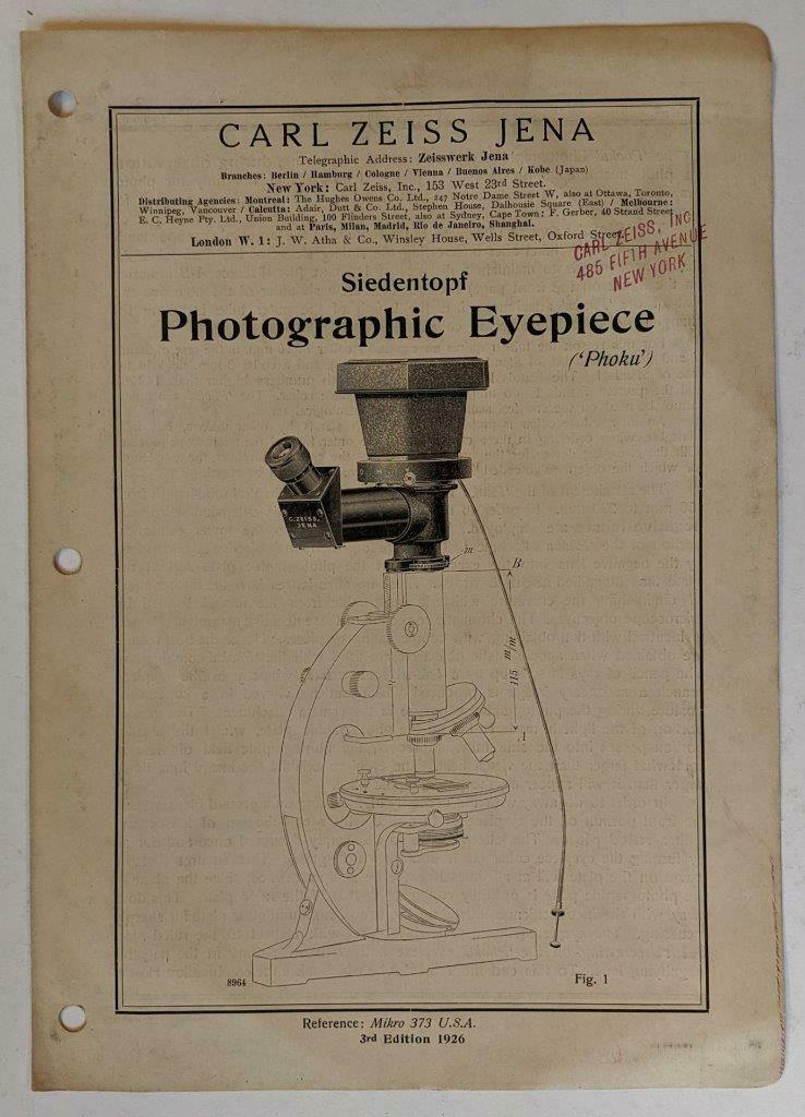 c. 1926 AD Brochure CARL ZEISS JENA SIEDENTOPF (1 of 3)
